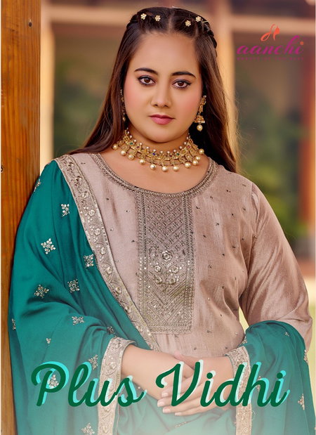 Plus Vidhi By Aanchi Vichitra Silk Kurti With Bottom Dupatta Wholesale Shop In Surta
